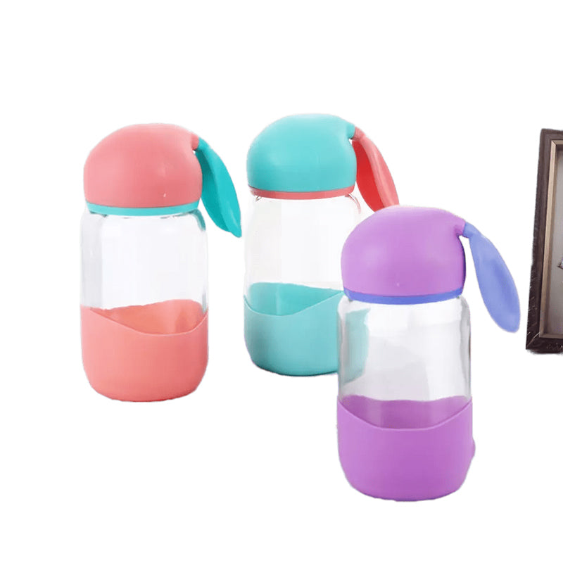 Bottle - Bunny Play Kids 330 ML Water Bottle (Peach/Pastel Green/Purple) - Set Of Three