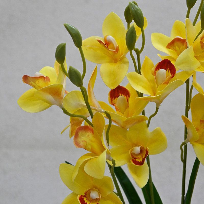 Buy Faux Everlasting Cymbidium Everlasting Orchid Flower Stick - Yellow Artificial Flowers from Vaaree