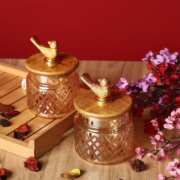 Buy Chidiya Perch Glass Tealight Candle Holder - Set Of Two Tea Light Candle Holders from Vaaree