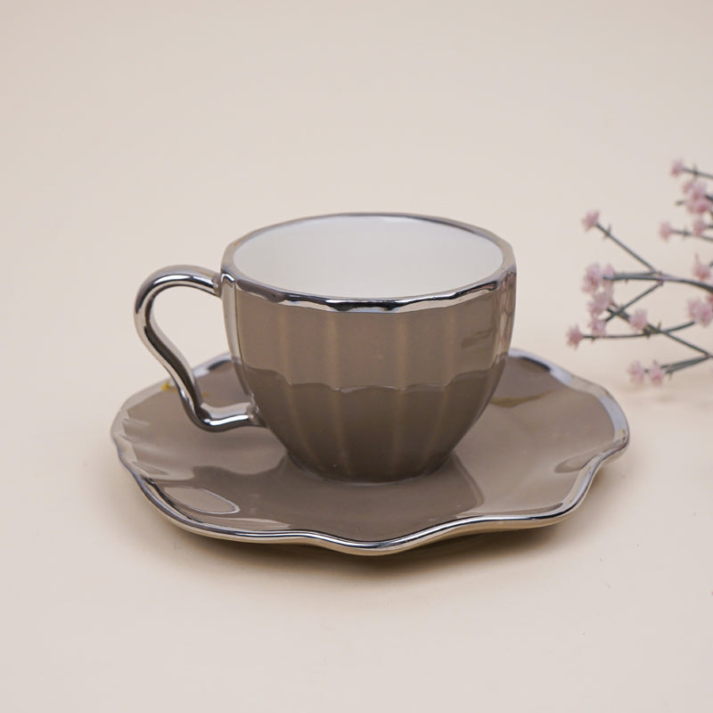 Buy Atte Brown Cup & Saucer (200 ML) - Twelve Piece Set Mug from Vaaree