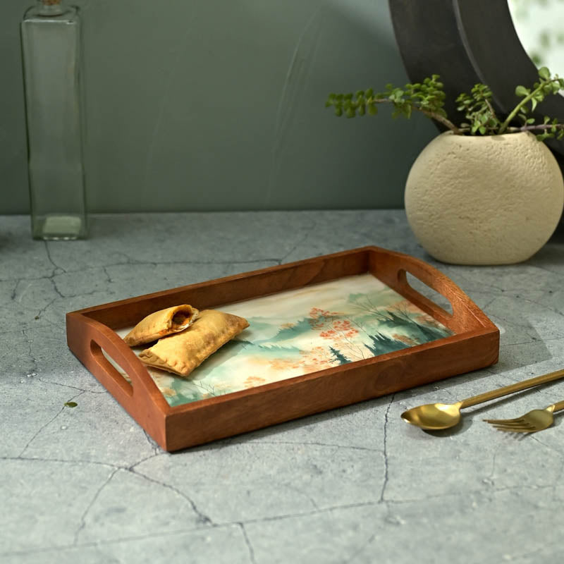 Buy Blossom Light Walnut Serving Tray Serving Tray from Vaaree