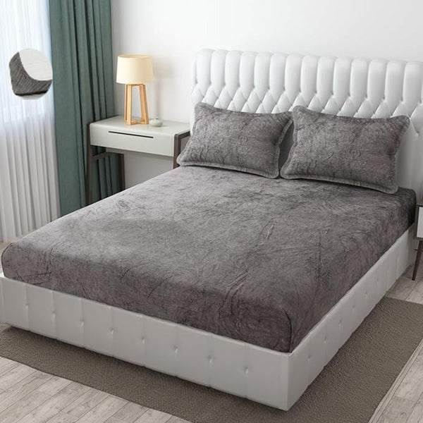 Sarva Solid Bedsheet - Grey