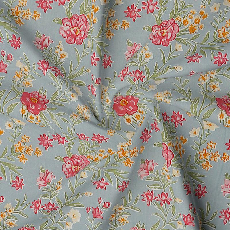 Buy Rangavati Floral Bedsheet - Grey & Pink Bedsheets from Vaaree