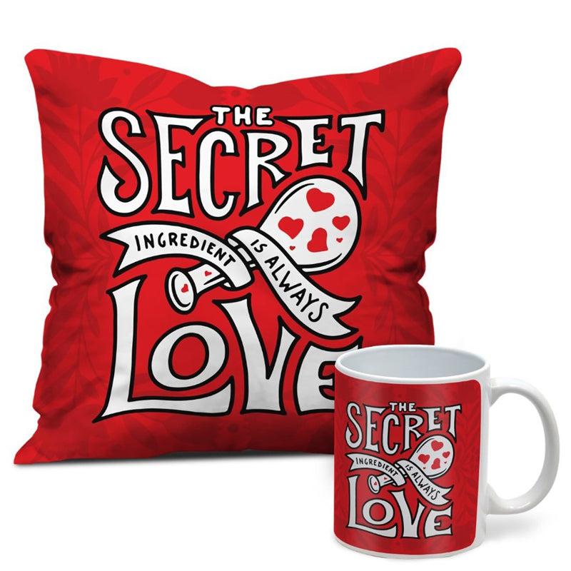 Buy The Secret Ingredient Red Cushion Cover & Mug (300 ML) - Two Piece Set Gift Box from Vaaree