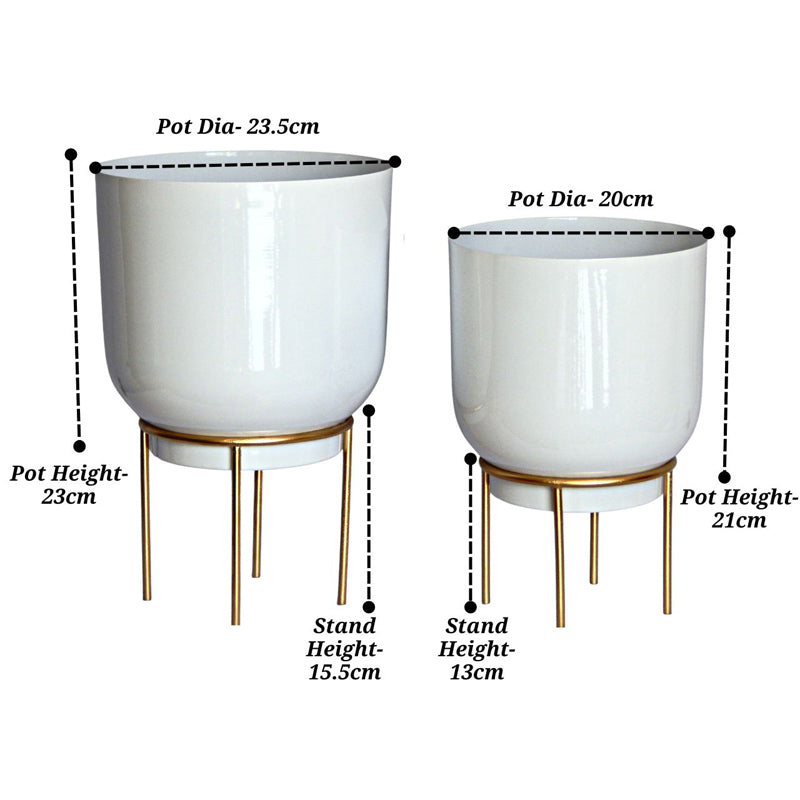 Buy Mazor Metal Planter (White & Gold) - Set Of Two Pots & Planters from Vaaree