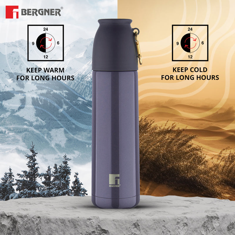 Flask - Bergner Walking Thermosteel Hot and Cold Flask (Grey) -500 ML