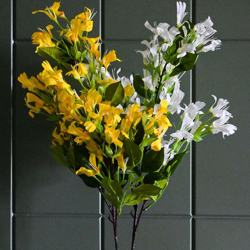 Buy Faux Japanese Honeysuckle Bunch (White & Yellow) - Set Of Two Artificial Flowers from Vaaree