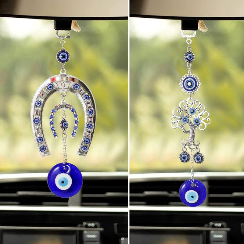 Wall Accents - Tree Of Life & Horse Shoe Evil Eye Wall Hanging - Set Of Two