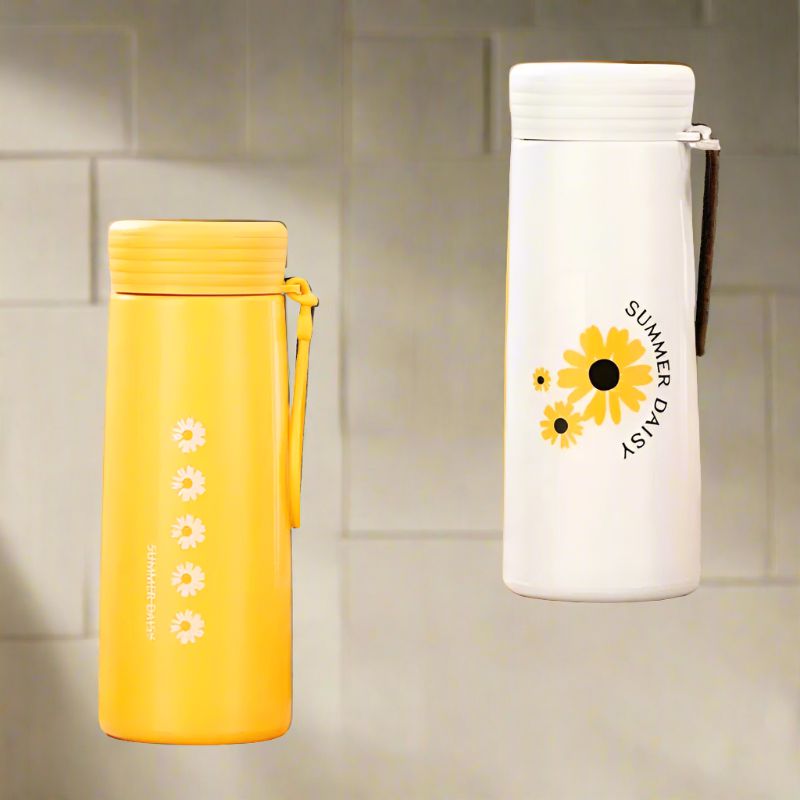 Buy Flora Hydra 400 ML Water Bottle (Yellow & White) - Set Of Two Bottle from Vaaree