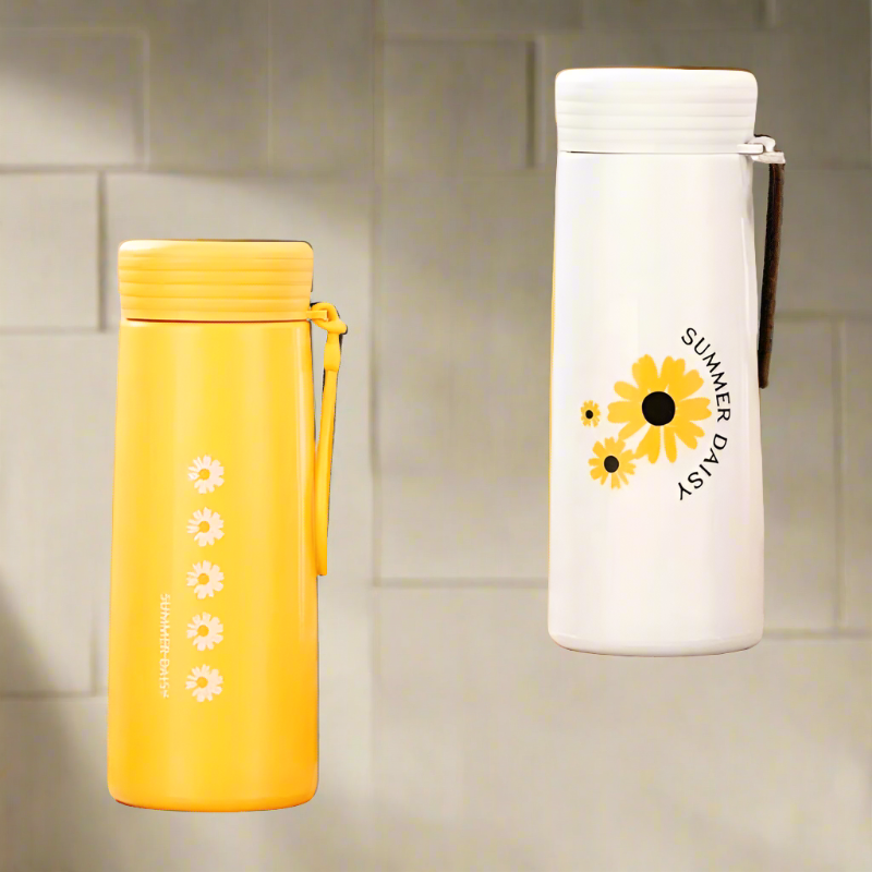 Bottle - Flora Hydra 400 ML Water Bottle (Yellow & White) - Set Of Two