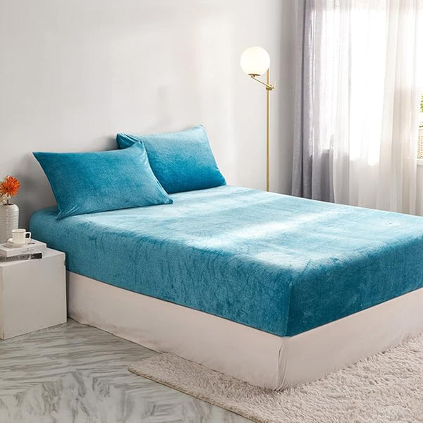 Sarva Solid Bedsheet - Blue