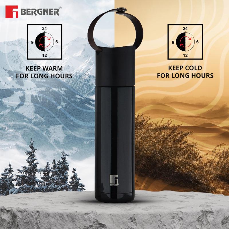 Buy Bergner Walking Thermosteel Hot and Cold Flask (Black) - 500 ML Flask from Vaaree