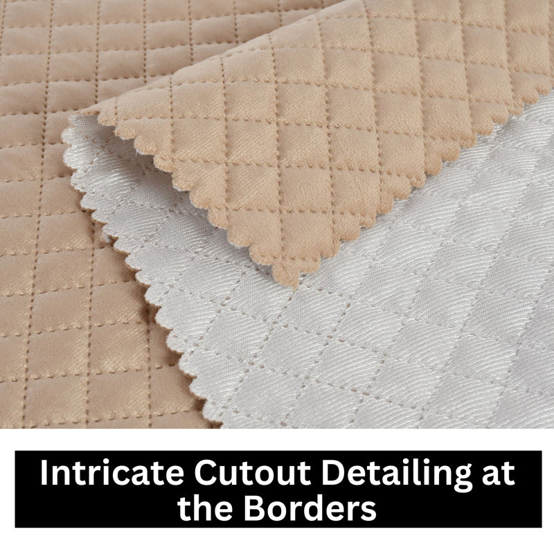 Table Mat - Osric Velvet Quilted Placemat (Beige) - Set Of Six