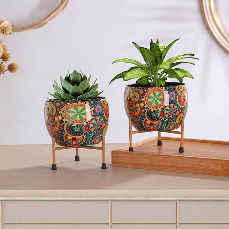 Buy Mithuna Ethnic Handcrafted Planter With Stand - Four Piece Set Pots & Planters from Vaaree