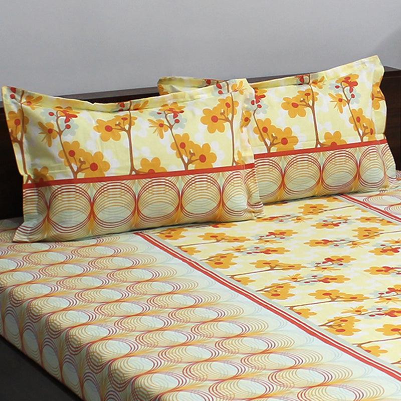 Bedsheets - Warhi Floral Bedsheet - Yellow