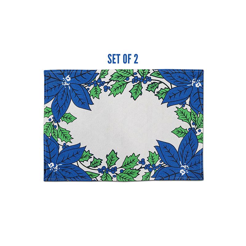 Buy Acora Floral Placemat (Blue) - Set of Two Table Mats from Vaaree