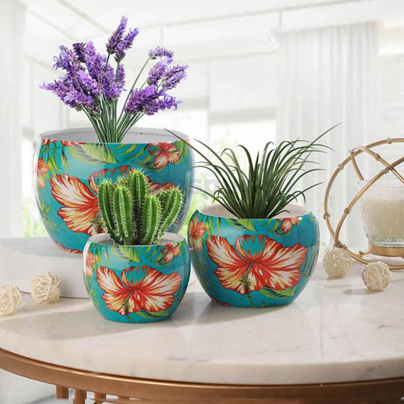 Buy Hibiscus Handcrafted Planter - Set Of Three Pots & Planters from Vaaree