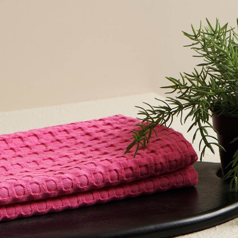 Buy Alyssa Waffle Hand Towel (Rose) - Set Of Two Hand & Face Towels from Vaaree