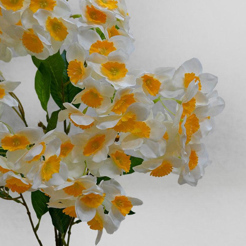 Buy Faux Everlasting Daffodil Flower Stick - White & Yellow Artificial Flowers from Vaaree