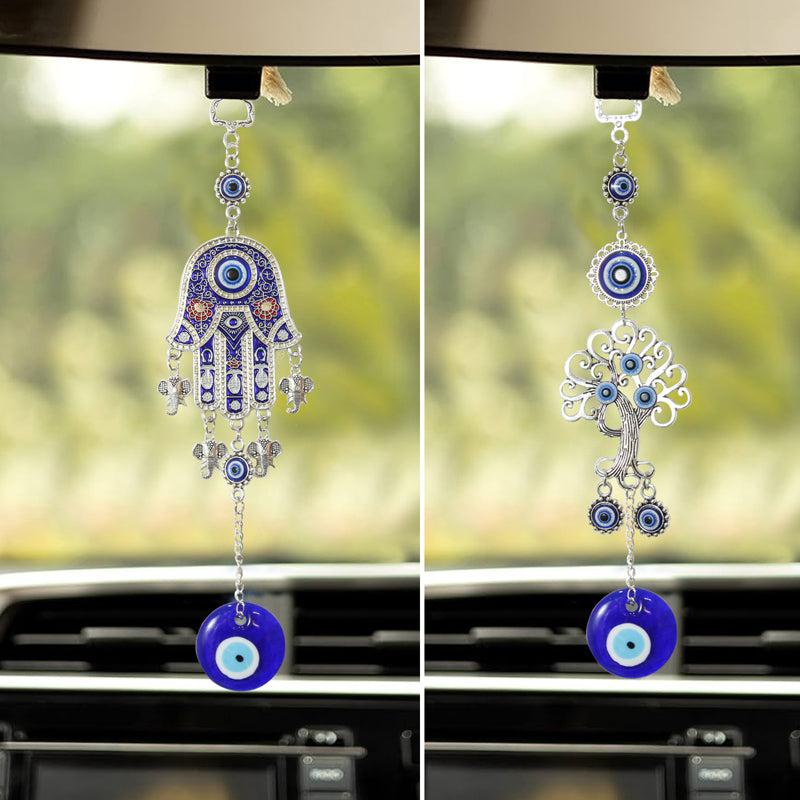 Wall Accents - Tree Of Life & Hamsa Palm Evil Eye Wall Hanging - Set Of Two