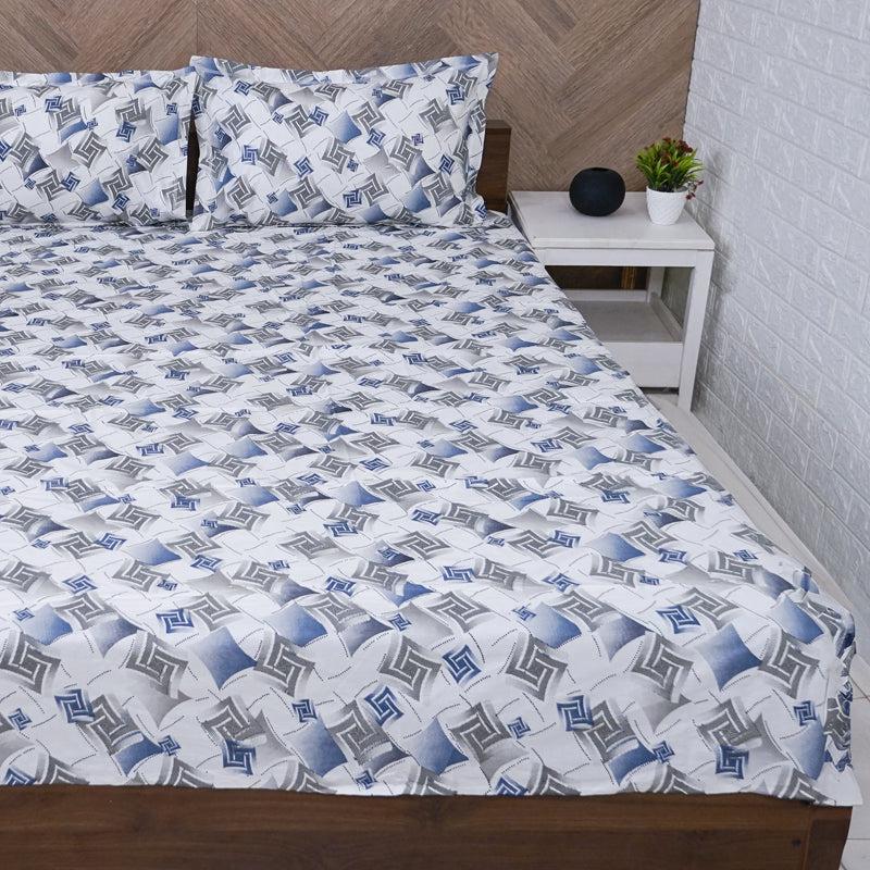 Buy Borva Geometric Bedsheet - Blue Bedsheets from Vaaree