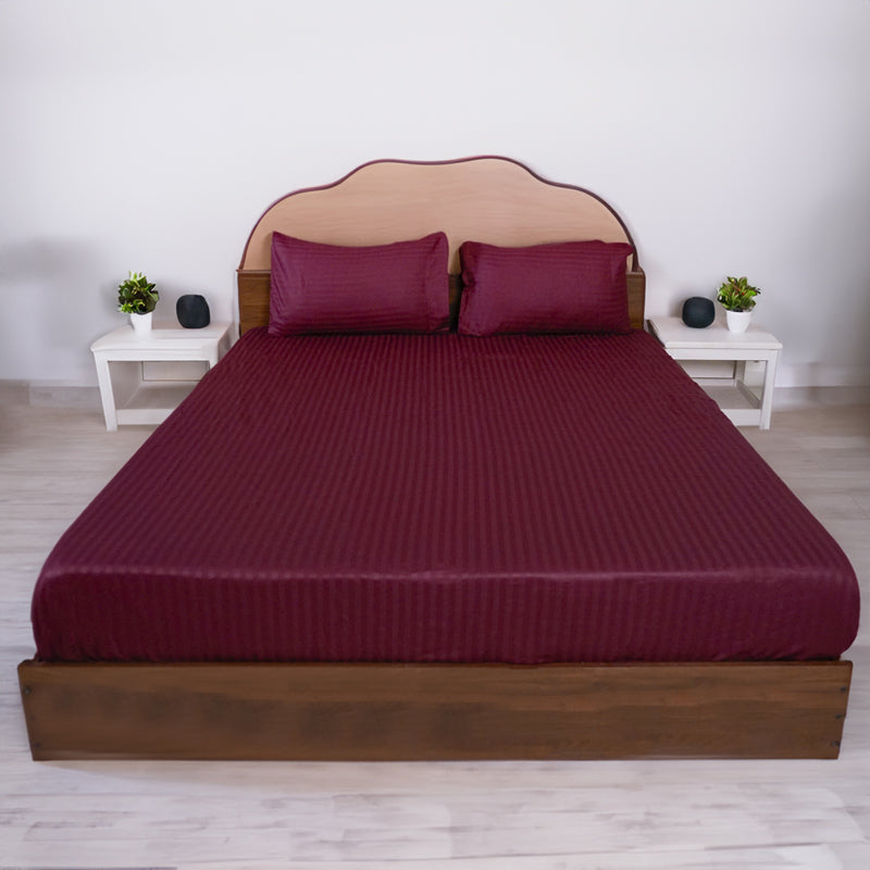 Buy Adalyn Striped Bedsheet - Wine Bedsheets from Vaaree