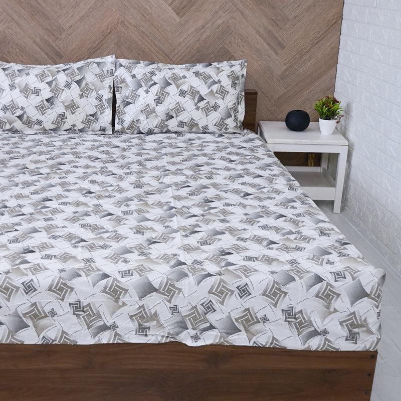 Buy Borva Geometric Bedsheet - Grey Bedsheets from Vaaree