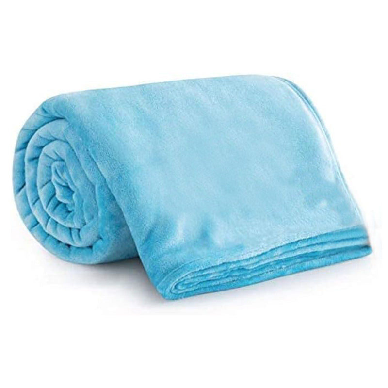 Buy Sarva Solid Knitted Cotton Flannel Blanket (Blue) - 190 GSM Blankets from Vaaree