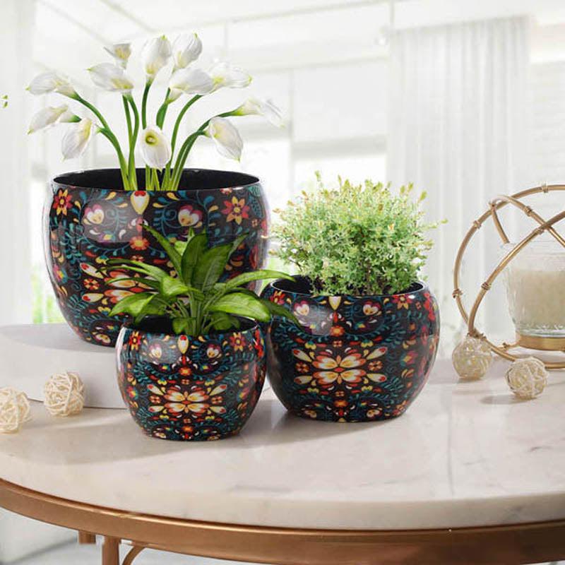 Buy Amidona Ethnic Handcrafted Planter - Set Of Three Pots & Planters from Vaaree