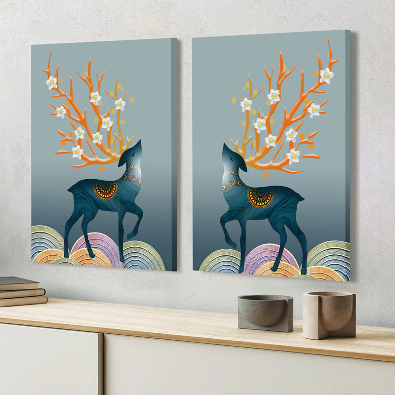 Buy Maximus Stag Wall Art - Set Of Two Wall Art & Paintings from Vaaree