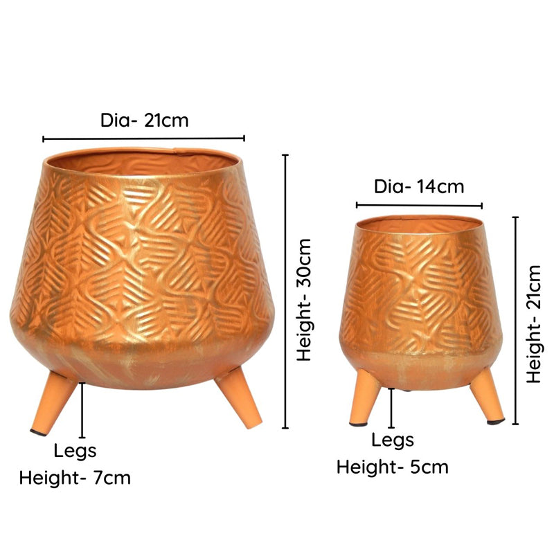 Buy Nori Metal Planter (Melon Orange) - Set Of Two Pots & Planters from Vaaree