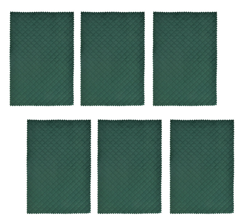 Table Mat - Osric Velvet Quilted Placemat (Bottle Green) - Set Of Six