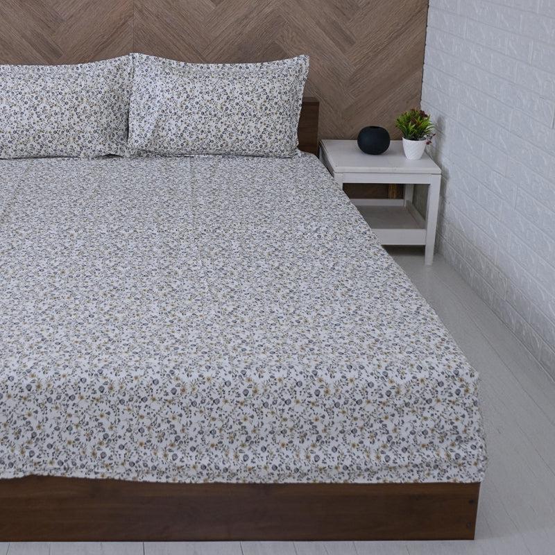 Buy Anvisha Floral Bedsheet - Grey Bedsheets from Vaaree