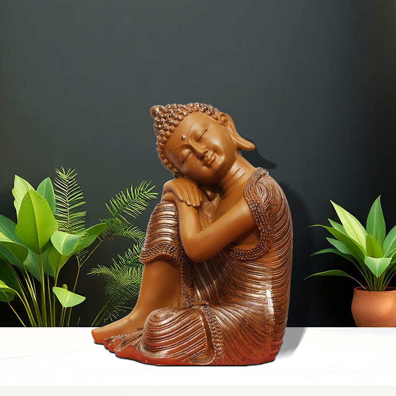 Buy Zen Resting Buddha Showpiece - Brown Showpieces from Vaaree