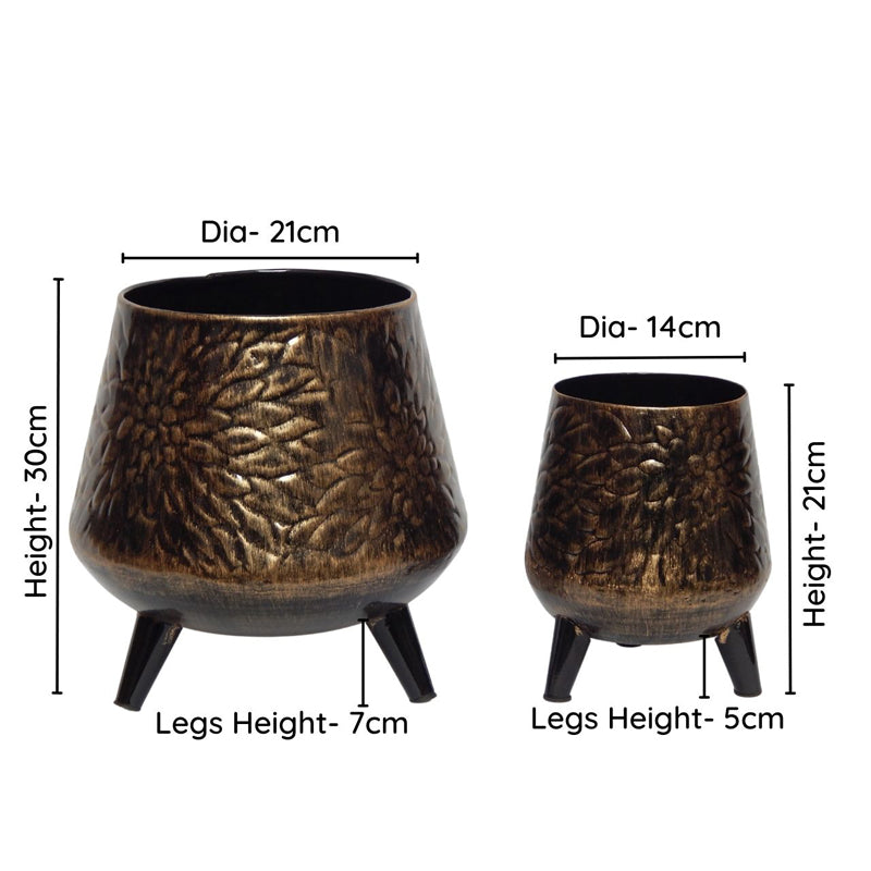 Buy Fleur Metal Planter (Charcoal) - Set Of Two Pots & Planters from Vaaree