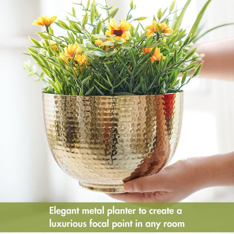 Buy Finasa Metal Hammered Planter - Gold Pots & Planters from Vaaree