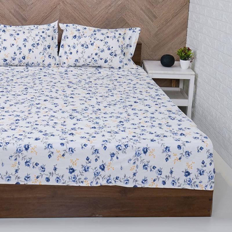 Buy Ramisa Floral Bedsheet - Blue Bedsheets from Vaaree