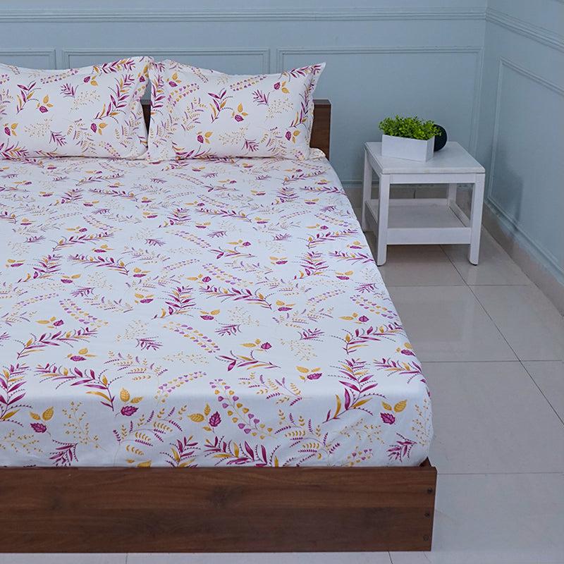 Buy Bijul Floral Bedsheet - White & Red Bedsheets from Vaaree