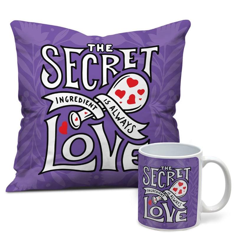 Buy The Secret Ingredient Purple Cushion Cover & Mug (300 ML) - Two Piece Set Gift Box from Vaaree