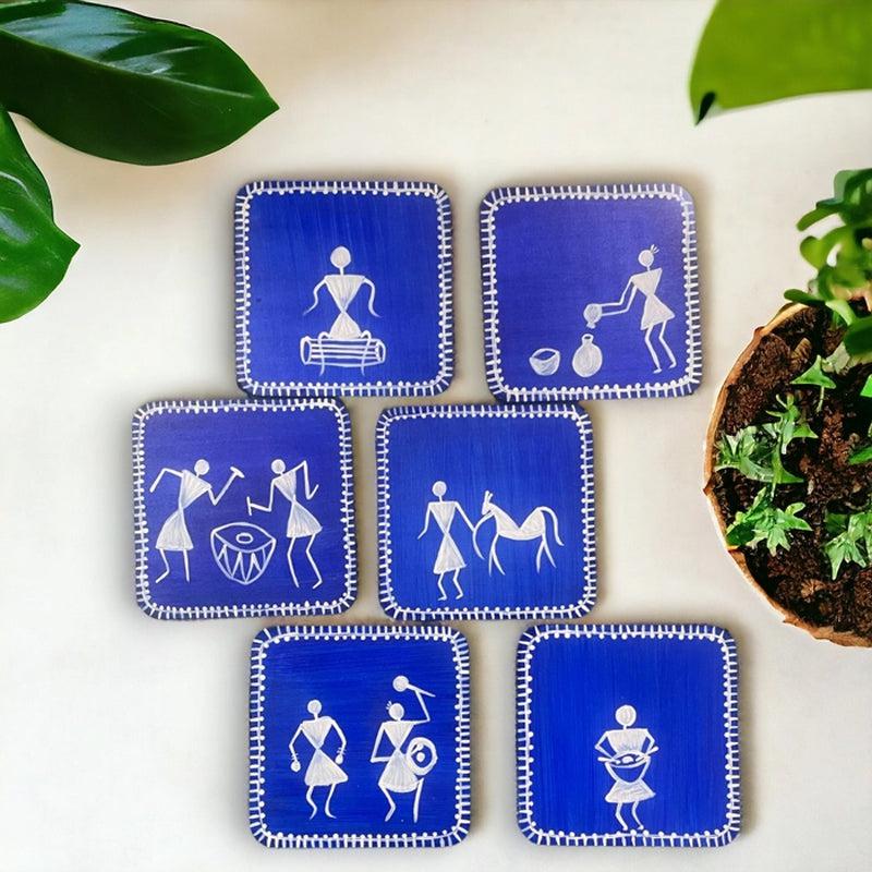 Coaster - Savara Handcrafted Coaster (Blue) - Set Of Six