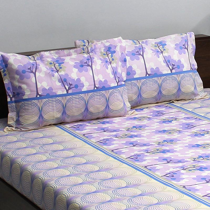 Bedsheets - Warhi Floral Bedsheet - Purple