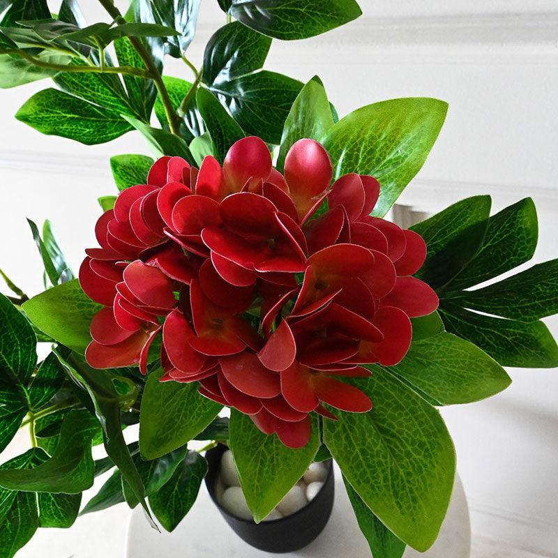 Buy Faux Everlasting Hydrangea Plant With Pot (Dark Red) - 2.5 Feet Artificial Plants from Vaaree