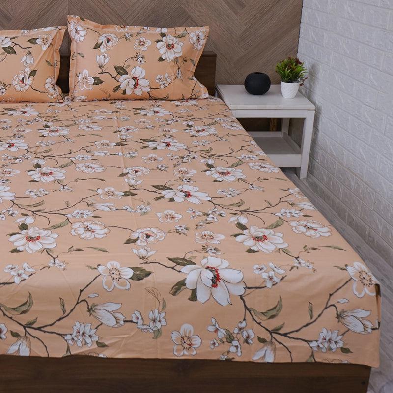 Buy Advina Floral Bedhseet - Beige Bedsheets from Vaaree