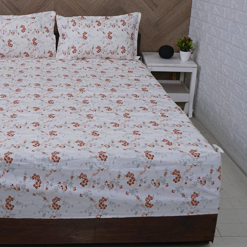 Buy Nivara Floral Bedsheet - White & Red Bedsheets from Vaaree