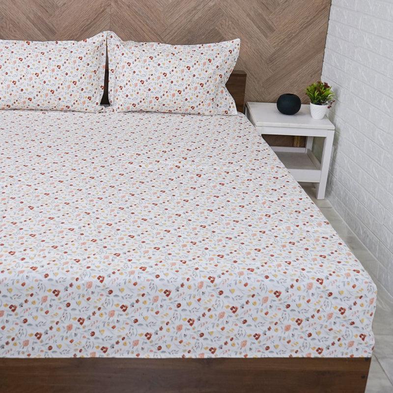 Buy Avani Floral Bedsheet - Peach Bedsheets from Vaaree