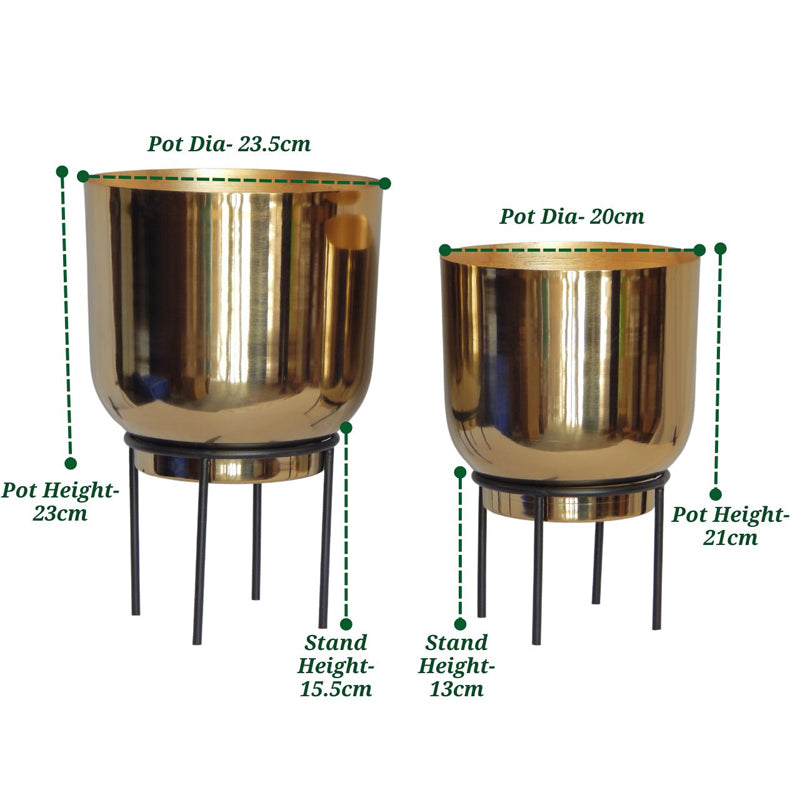 Buy Mazor Metal Planter (Gold) - Set Of Two Pots & Planters from Vaaree