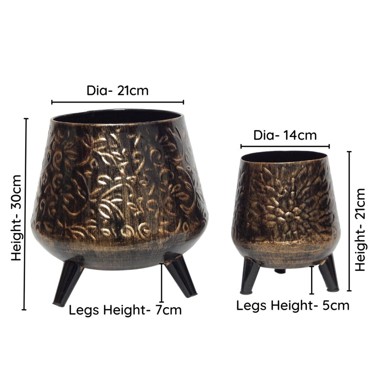 Buy Almon Metal Planter (Charcoal) - Set Of Two Pots & Planters from Vaaree