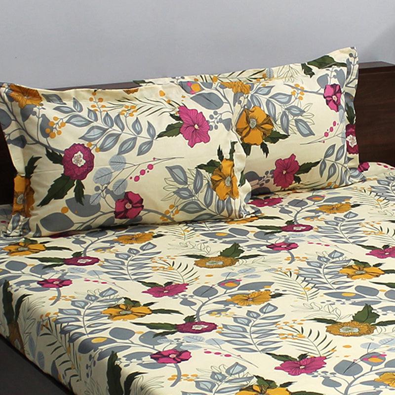 Bedsheets - Yahvi Floral Bedsheet - Yellow