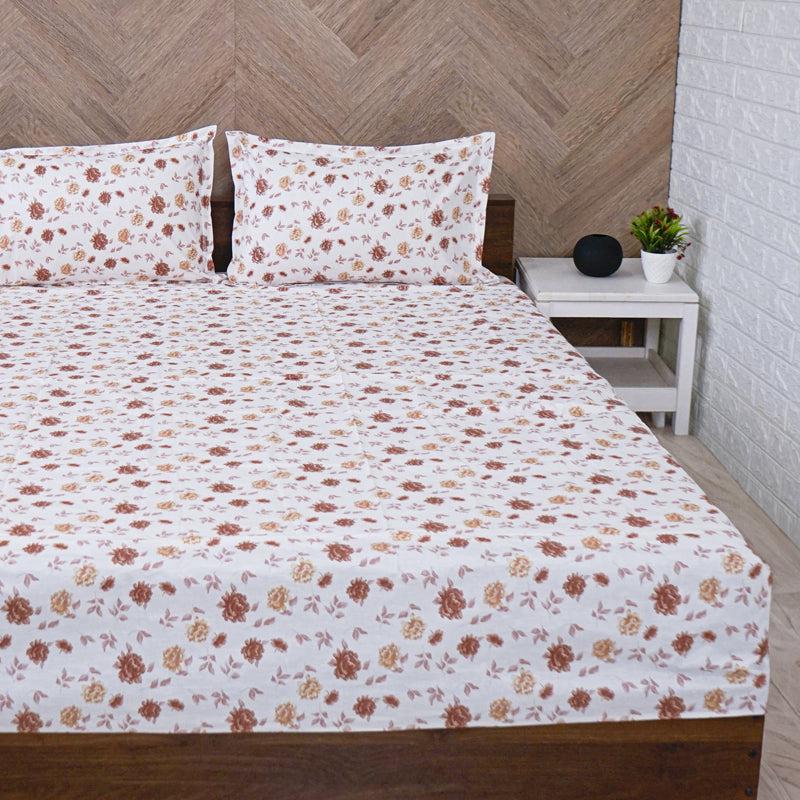 Buy Mudra Floral Bedsheet - Brown & Grey Bedsheets from Vaaree