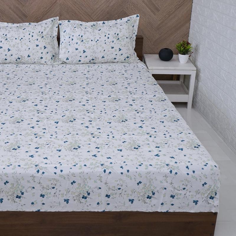 Buy Vishva Floral Bedsheet - Turquoise Bedsheets from Vaaree